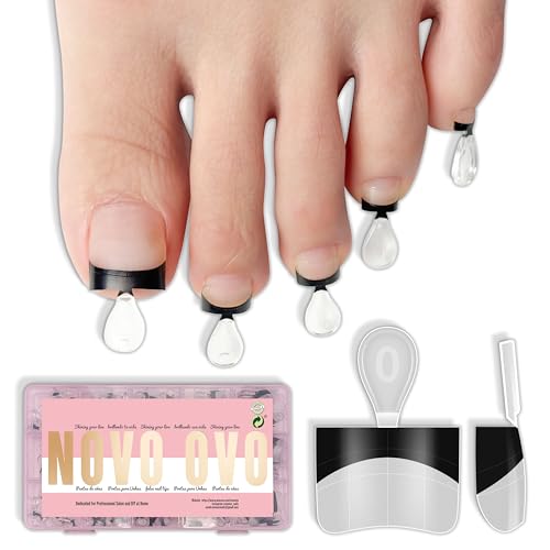 NOVO OVO Half Cover Toe Nail Tips Black French Tip - 240Pcs