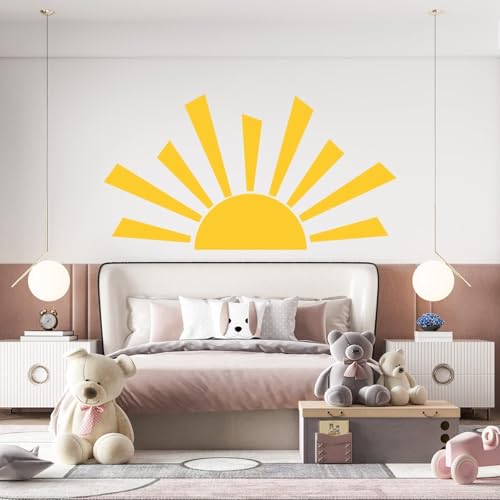 Boho Half Sun Wall Decal - Removable Vinyl Mural for Home Decor