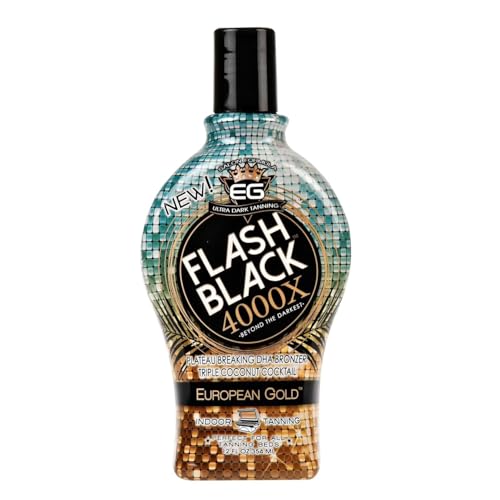 Flash Black European Gold 4000X Indoor Tanning Lotion 12 oz - Fast Darkening, DHA Bronzers