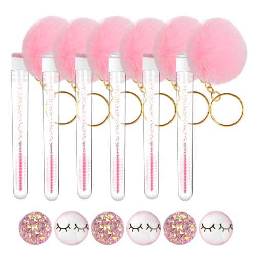 Myaokue-up 24 Pack Mascara Wand Tube Diamond Keychain Set - Eyelash Brushes & Spoolies