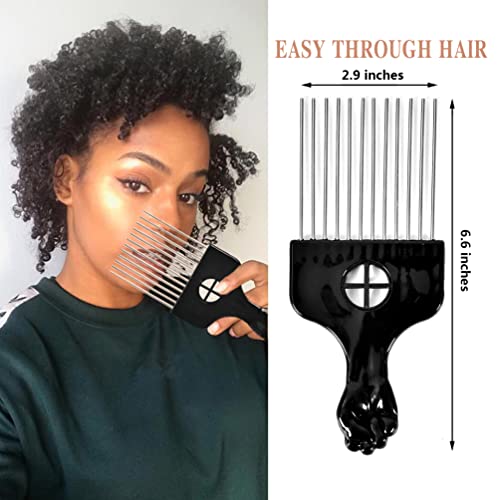 2-Pack Metal Hair Picks for Afro & Curly Hair Styling