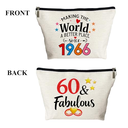 60th Birthday Gift Cosmetic Bag - Funny 1966 Makeup Pouch for Women