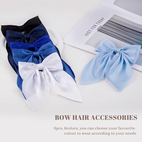 6 Pcs Satin Bow Hair Clips for Women - Alligator Barrettes Set