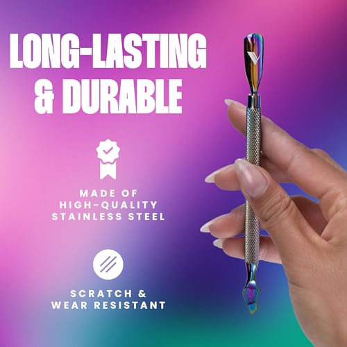 V Beauty Pure Highlighted Dual-Ended Cuticle Pusher - Stainless Steel Nail Tool