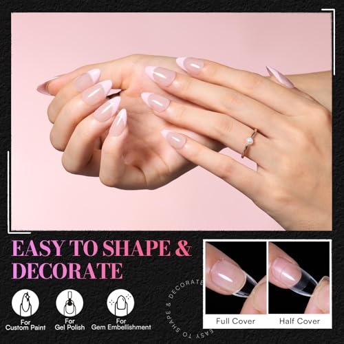 Makartt Short Almond Nail Tips - 240PCS, 15 Sizes, Pre-Etched