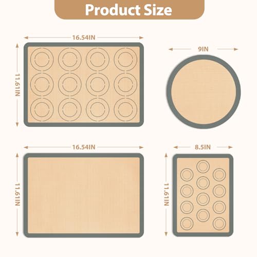 Koolstuffs Silicone Baking Mat Set - Nonstick & Reusable, 4-Piece