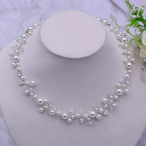 Pearl and Crystal Wedding Hair Vine - Bridal Headpiece for Bridesmaids