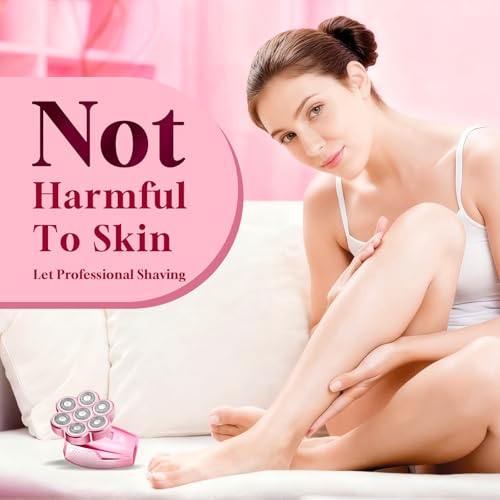 Electric Razors for Women 120min Cordless Painless Hair Remover 7D Floating Head IPX7 Waterproof for Legs Face Bikini Line