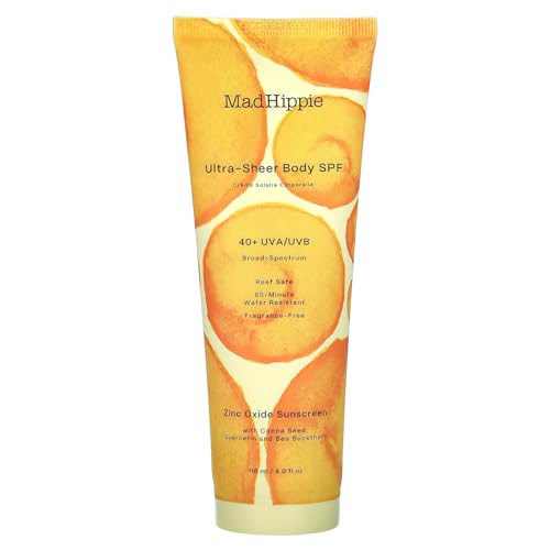 Mad Hippie Body Sunscreen SPF 40 - Ultra Sheer Zinc Oxide Lotion, 4 Fl Oz