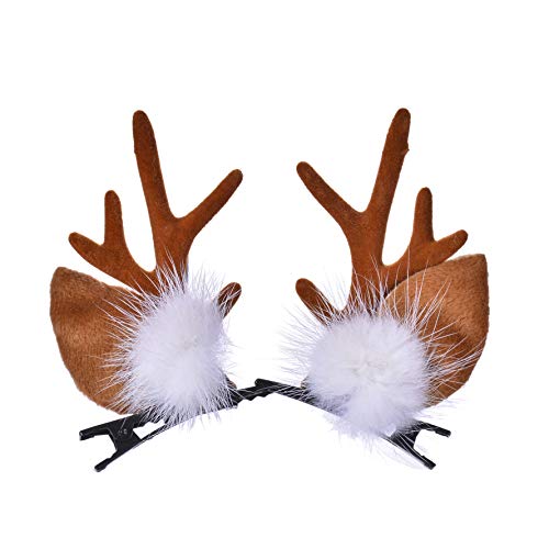 Christmas Reindeer Antler Headband - Brown Cute Ears Hair Clip Accessory