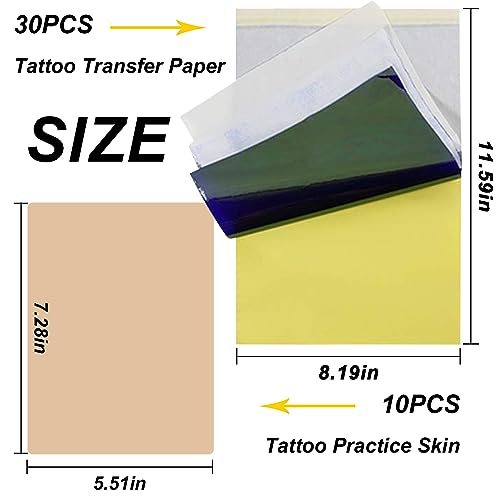 Romlon Tattoo Practice Skin and Stencil Transfer Paper Kit, 40-Piece Set