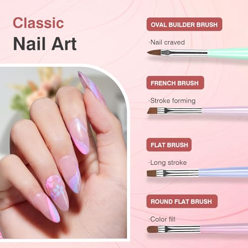 6-Piece Nail Art Brush Set with Liner & Dotting Pens - TOCOLES