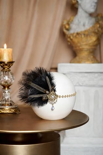 1920s Flapper Feather Headpiece - Black Great Gatsby Hair Accessory