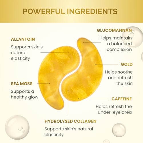 24K Gold Under Eye Patches - 20 Pairs for Dark Circles & Puffiness