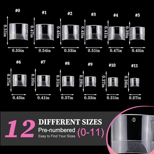 AddFavor 240pcs Half Cover Clear Gel Toe Nail Tips - Square Matte