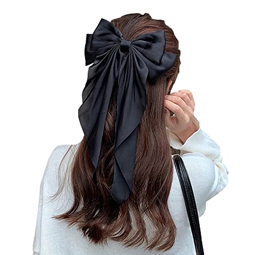 Big Satin Bow Hair Clips for Women & Girls, French Style Knot Barrettes