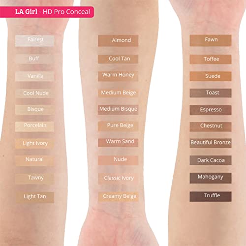 L.A. Girl HD Pro.Conceal Lightweight Long-Wearing Concealer, Nude GC974 (2-Pack)