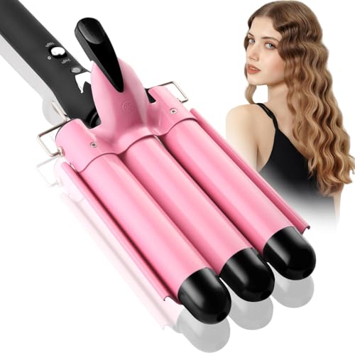 Aleath 3-Barrel Curling Iron, 1-Inch Ceramic Hair Waver with Temp Control