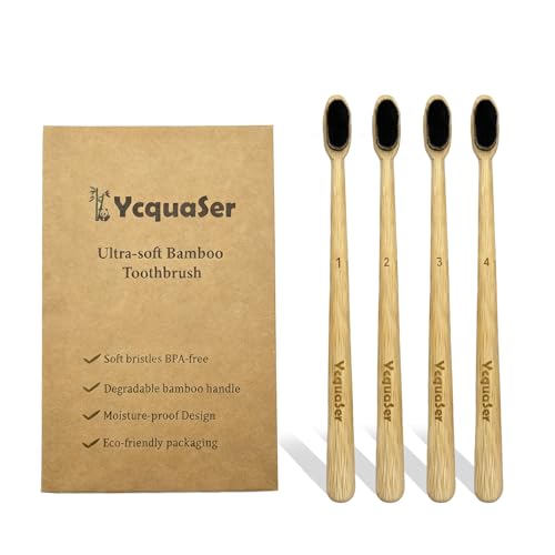 Eco-Friendly Bamboo Toothbrush for Sensitive Gums - 4 Pack