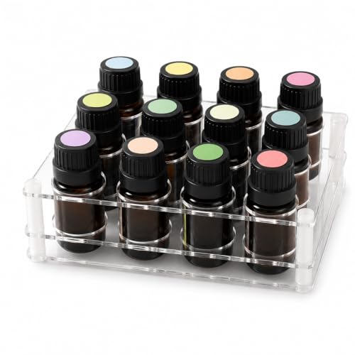 BOXIN Acrylic 2-in-1 Storage Rack for 10/15/20ml Essential Oils & Slim Lipsticks - Clear Desktop Organizer