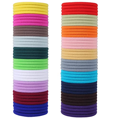 Sderoq 80PCS Colorful Hair Elastics, 6MM Thick Ponytail Holders