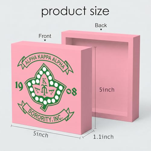 AKA Sorority Wooden Desk Sign - Pink & Green Ivy Decor