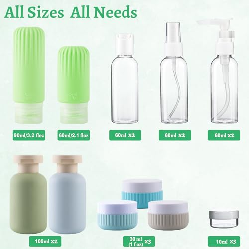 KOUWICH Travel Bottles Set - 25 Leak-Proof Refillable Toiletry Containers for TSA Travel