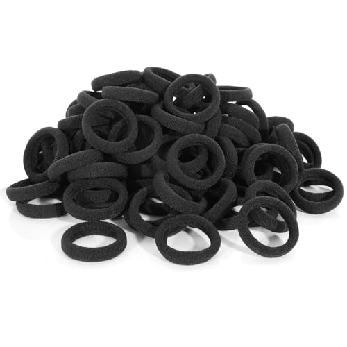 QRTVI 120PCS Black Cotton Hair Ties for Kids & Toddlers