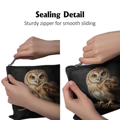 Majestic Perched Owl Makeup Bag - Large Capacity Travel Pouch