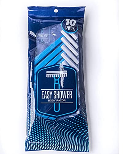 Blue Disposable Body Razor for Men - Sensitive Skin (10 Pack) | Easy Shower