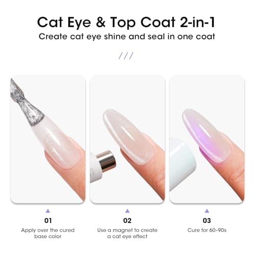 GELLEN Cat Eye Gel Top Coat - Magnetic Silver White Polish 18ml