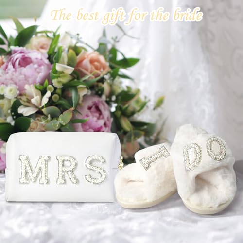 Bride Makeup Bag & Slipper Gift Set | I Do Slippers & Cosmetic Bag