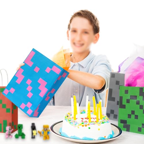 16PCS Pixel Party Favor Bags for Kids Birthday Celebration