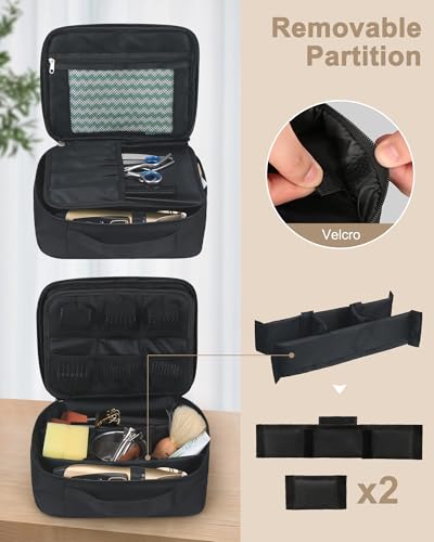 Meiiy Large Black Barber Tool Bag for Hair Clippers & Grooming Accessories