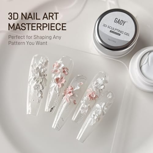 GAOY White 3D Sculpting Gel for Nail Art 15g – Strong, Non-Sticky 3D Nail Gel