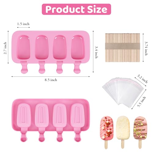 Silicone Popsicle Molds Set of 2 with 50 Sticks - DIY Ice Cream