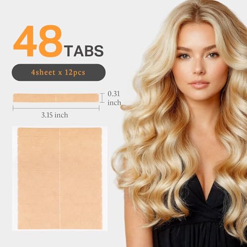 DOORES Hair Extension Tape Tabs - 48 Pcs Invisible Double Sided Adhesive