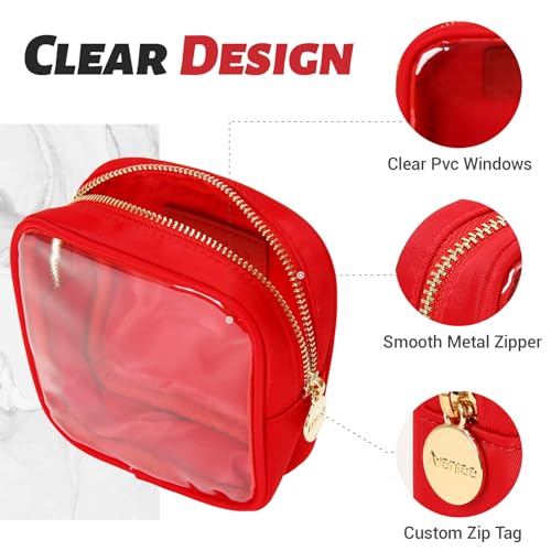Aveniee Mini Red Clear Makeup Bag - Travel Cosmetic Organizer