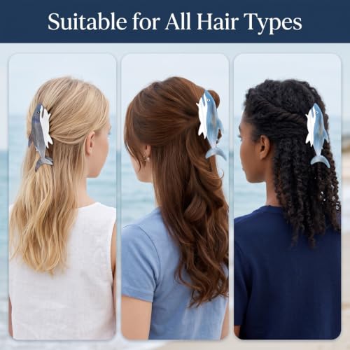 2 Pack Shark Hair Clips for Women & Girls, Ocean Sea Animal Hair Accessories
