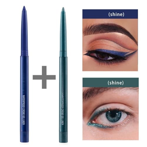 ONarisae 2-Pack Retractable Eyeliner Pencil Blue & Green Shimmer, Smudge Proof & Long-Lasting