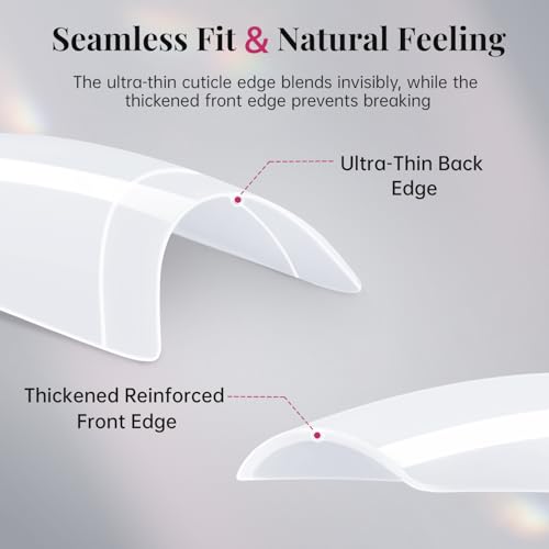 Krofaue 500PCS French Half Cover Nail Tips - Soft Gel Acrylic