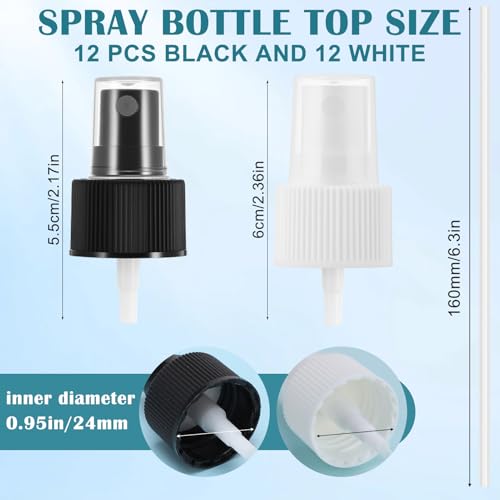 24 Pack Spray Bottle Nozzle Replacement - Black & White Fits 24-410 Bottles
