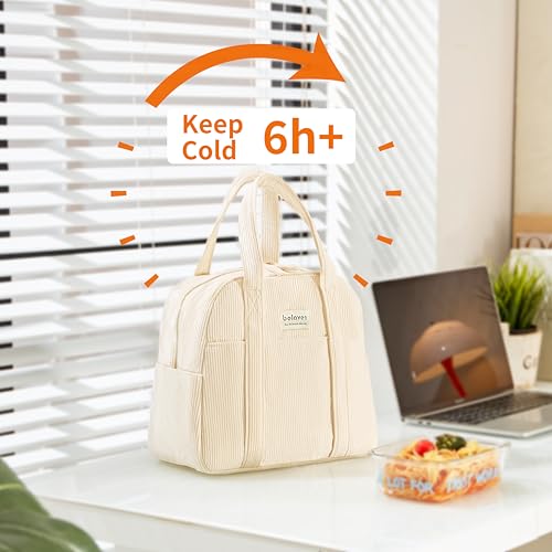 Insulated Lunch Bag for Women - 6-Hour Cooler Tote, 15-Can Capacity, Leakproof Corduroy
