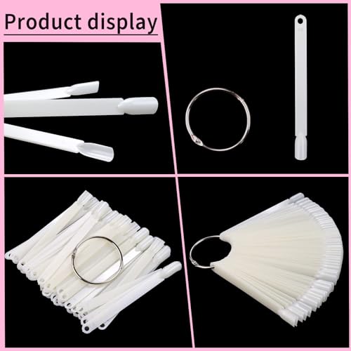 Large 300 Pcs Nail Sample Swatch Sticks with Rings for Nail Art Display