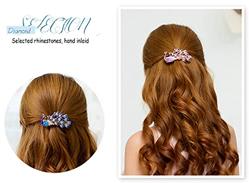 Yusier Purple Peacock Rhinestone Hair Clip Elegant Side Hair Accessory for Women