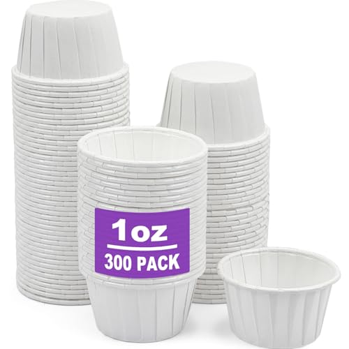 1 oz Paper Condiment Cups - 300 Pcs Leak-Proof Disposable Cups