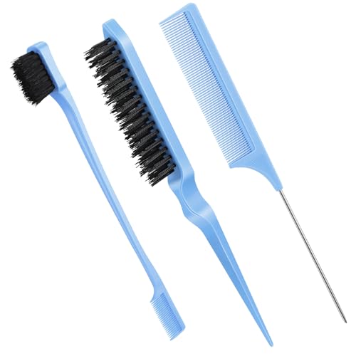 Geiserailie 3-Piece Hair Brush Set for Edge Control & Teasing