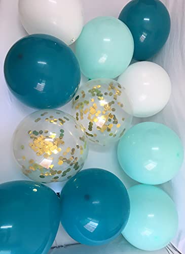 Mint Green & Blue Matte Balloons - 60 Pack for Celebrations