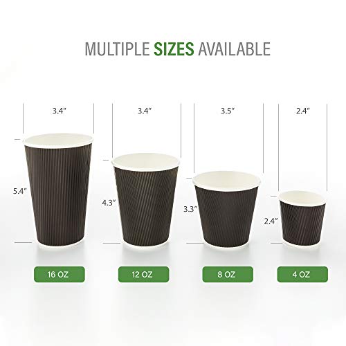 Insulated Ripple Wall Coffee Cups - 25 Count, 8 oz, Black
