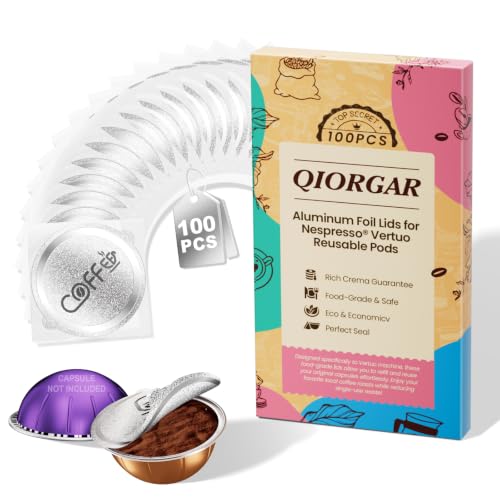 Reusable Foil Lids for Nespresso Vertuo Pods - 100 Pack